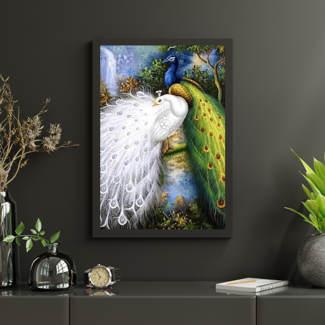 Diamond Painting Białe i niebieskie pawie - SEOS Shop ®