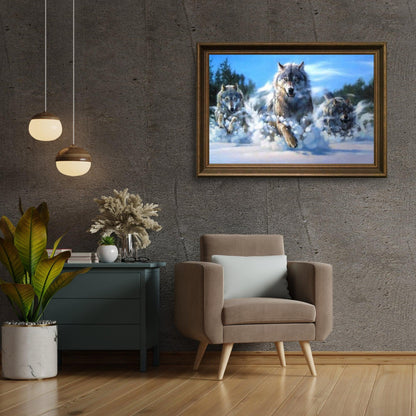 Diamond Painting Wilki biegnące w śniegu – SEOS Shop ®