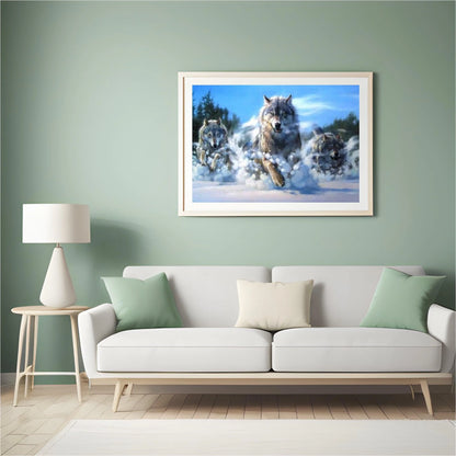 Diamond Painting Wilki biegnące w śniegu – SEOS Shop ®