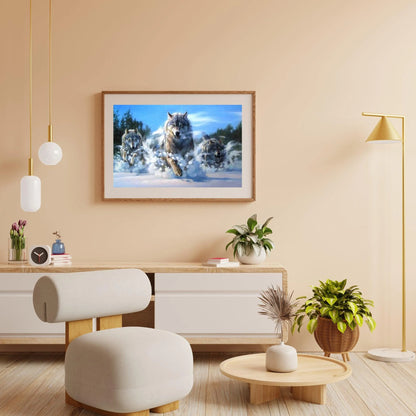 Diamond Painting Wilki biegnące w śniegu – SEOS Shop ®