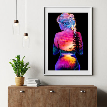 Diamond Painting Słońce i księżyc z gwiazdami dziewczyna - SEOS Shop ®