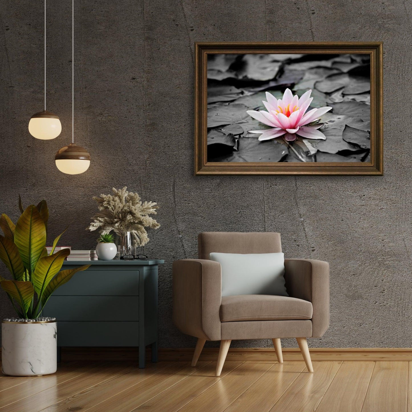 Diamond Painting Czarnobiały z różową liliją wodną – SEOS Shop ®