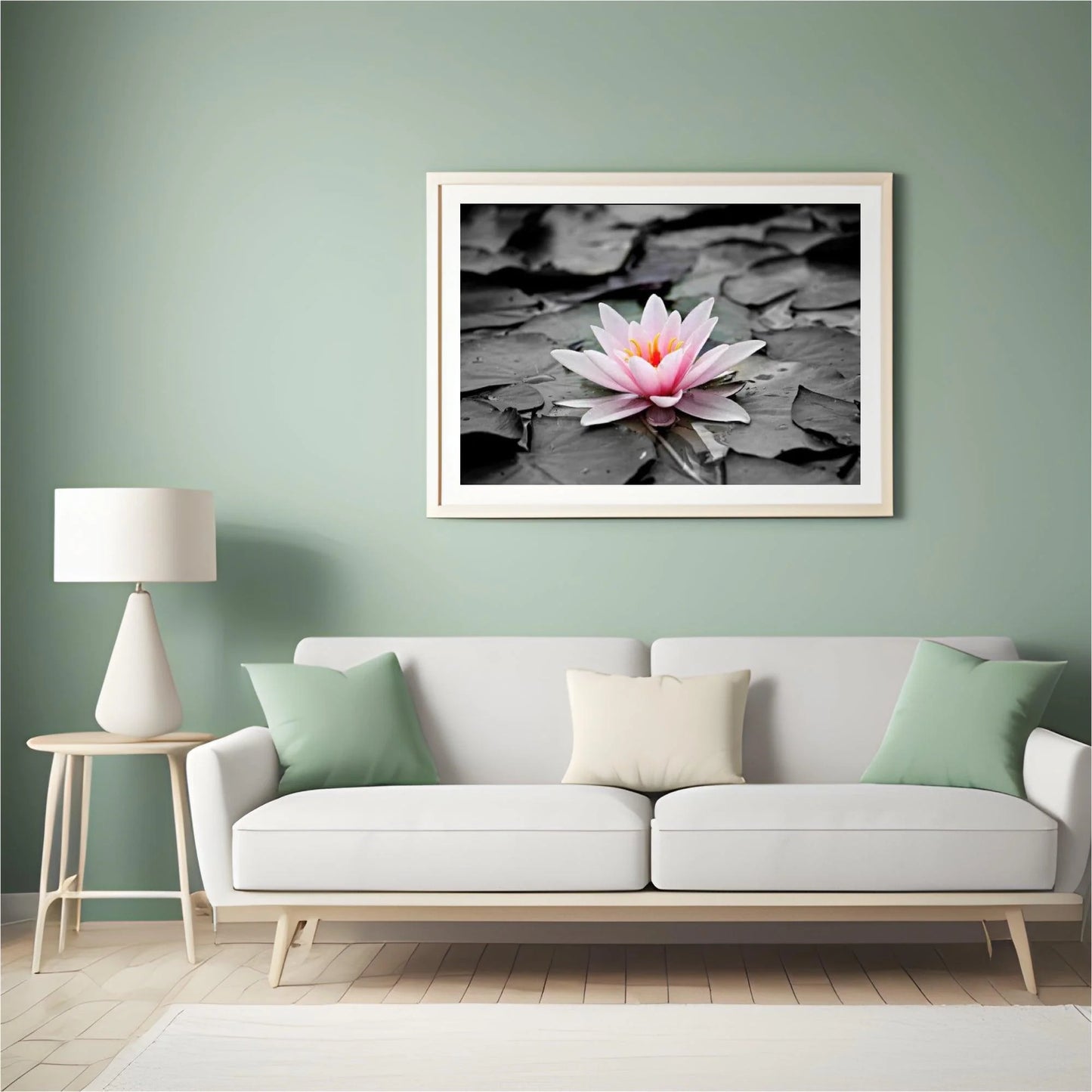 Diamond Painting Czarnobiały z różową liliją wodną – SEOS Shop ®