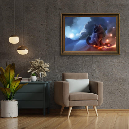 Diamond Painting Czarny Kot z Wulkanem - SEOS Shop ®