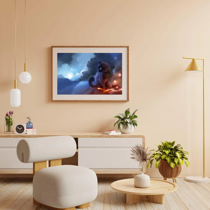 Diamond Painting Czarny Kot z Wulkanem - SEOS Shop ®
