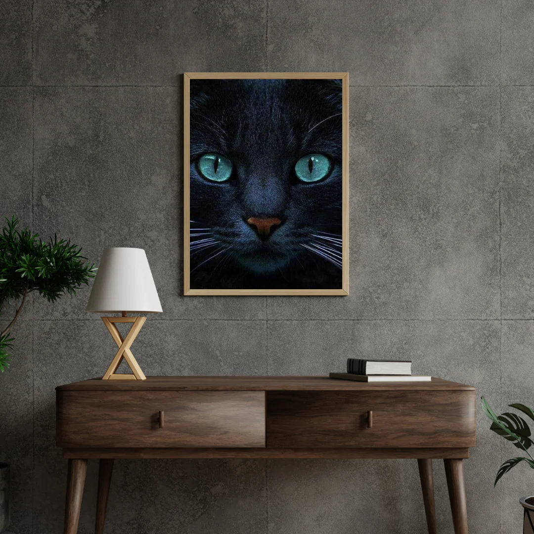 Diamond Painting Czarna kotka i niebieskie oczy - SEOS Shop ®