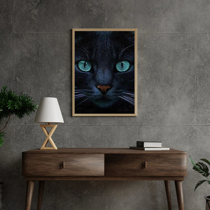 Diamond Painting Czarna kotka i niebieskie oczy - SEOS Shop ®