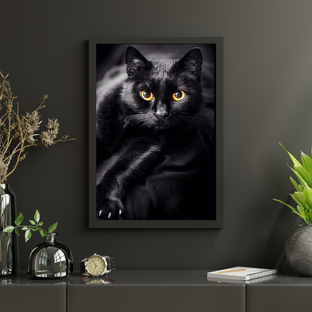 Diamond Painting Czarny kot i żółte oczy - SEOS Shop ®