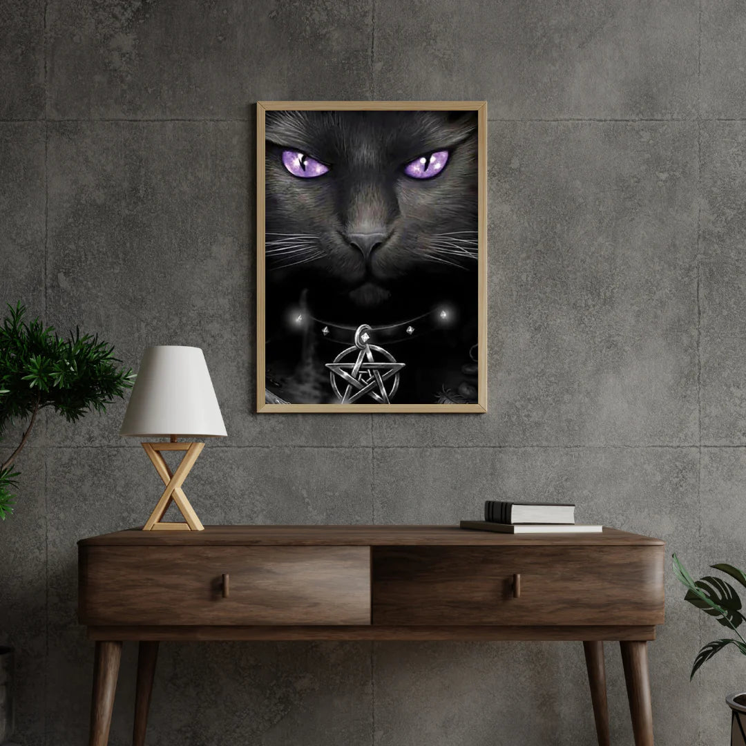 Diamond Painting Czarny kot i fioletowe oczy - SEOS Shop ®