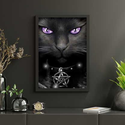 Diamond Painting Czarny kot i fioletowe oczy - SEOS Shop ®
