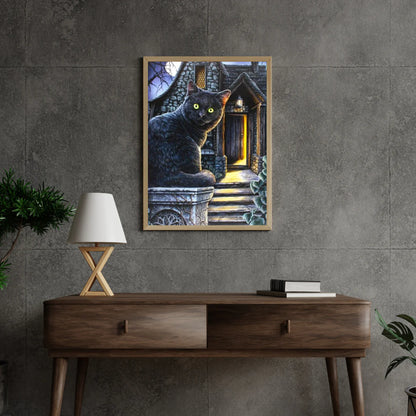 Diamond Painting Czarny kot z zielonymi oczami - SEOS Shop ®