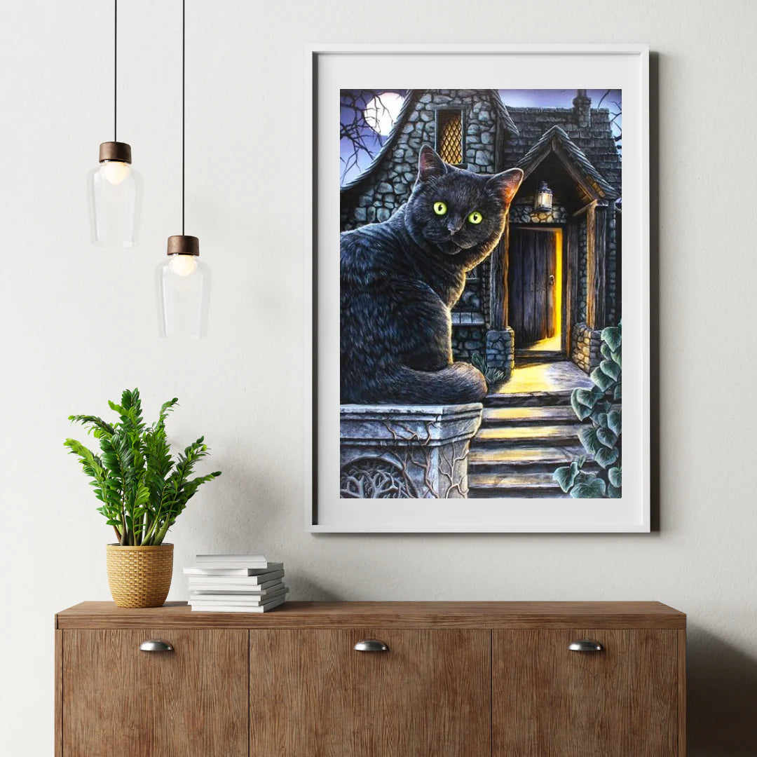 Diamond Painting Czarny kot z zielonymi oczami - SEOS Shop ®