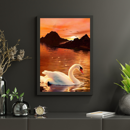 Diamond painting Łabędź przy czerwonym niebie - SEOS Shop ®