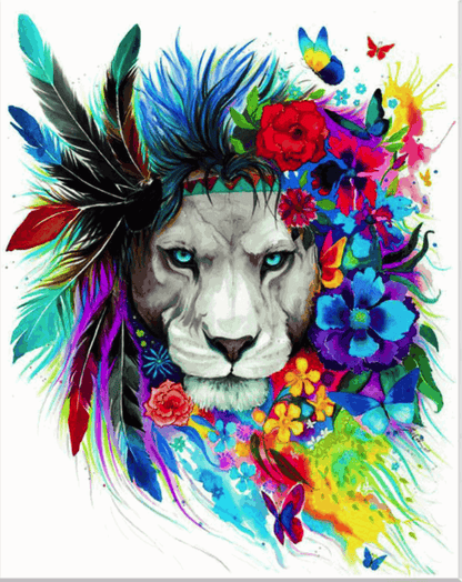 Diamond Painting Lew z piórami - SEOS Shop ®