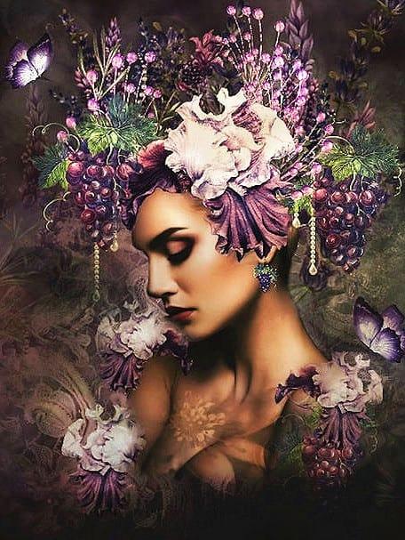Diamond Painting Winogrona Kobiety z Motylem - SEOS Shop ®