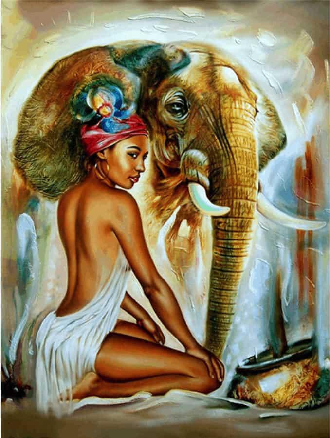Diamond Painting Słoń z damą - SEOS Shop ®
