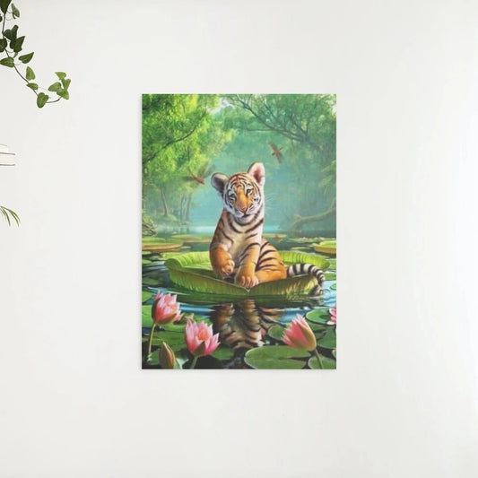 Diamond painting Tygrysek na lilie wodnej - Pełny - SEOS Shop®