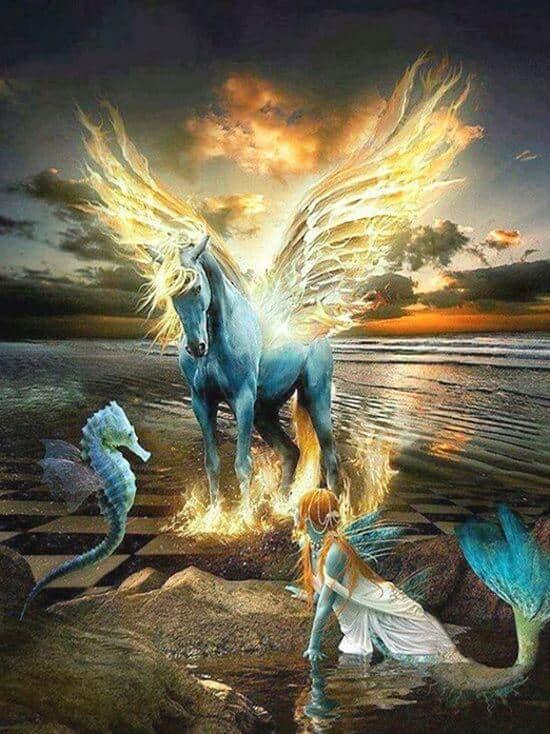 Diamond Painting Koń Syrenka i Seahorse - SEOS Shop ®
